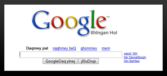 Google Search Klingon