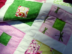 pink green quilt detail