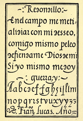 42- Letra redondilla manuscrita del Arte de Escrevir de Francisco Lucas- 1580 -observese la curiosa forma de la d minuscula