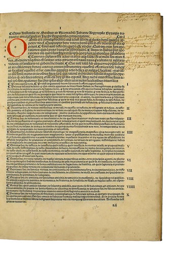 Annotations and rubricated initial in Aristoteles: Ethica ad Nicomachum