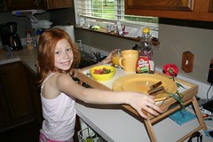 Maddie making breakfast