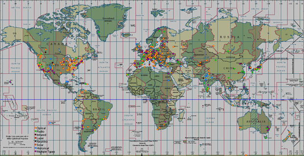el mapa mundial. Mapa mundial de observatorios