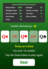 Screenshot of video poker game