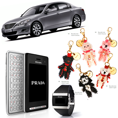 Prada Overdrive: phones, jewelry, cheaper handbags, their Holiday 2008 Gift Guide, and… a car?
