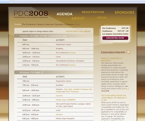 MicrosoftPDC Timeline Screen - 