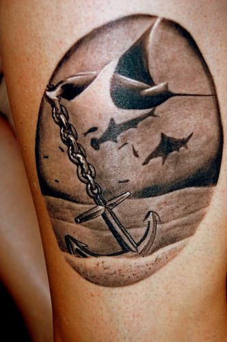 Stingray anchor tattoo I said I'd post a shot when it healed 