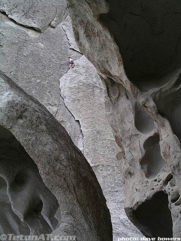Tracy Bowers climbs Rye Crisp in the City of Rocks