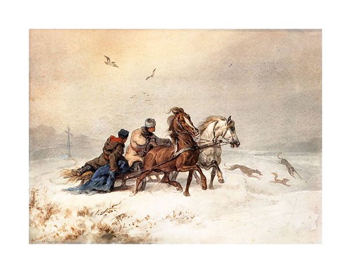013-La caza de la zorra-acuarela-1857-Juliusz Kossak 