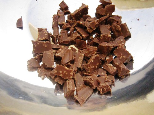 Chopped chocolate in bowl