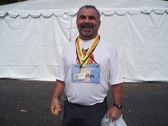 chuck with his medal at the finish