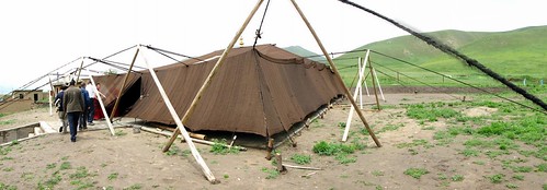 World's largest (Guinness Record) yak fur tent in Arou Buddhist Temple, Arou, Qinghai Province, China