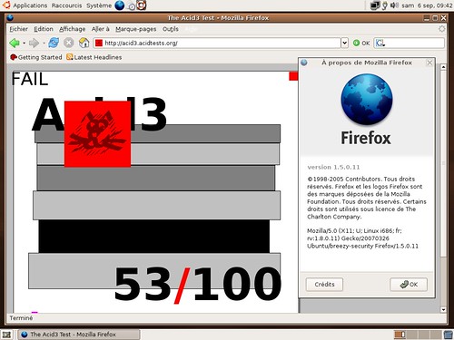 Firefox 1.5.0.10 et Acid 3