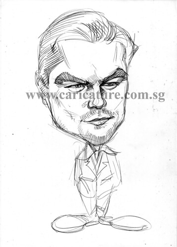 Celebrity caricatures - Leonardo Dicaprio pencil sketch watermark