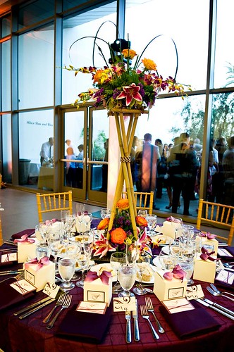  the perfect base to the spectacular tall bamboo and floral centerpieces