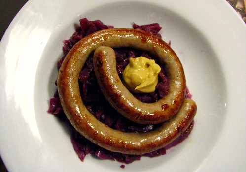 Homemade Brats with Rotkohl (German Sweet & Sour Red Cabbage)