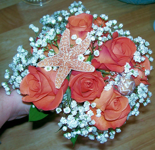 Coral bridesmaid bouquet Closeup 2