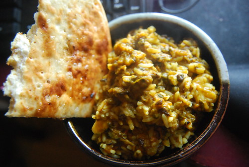 Leftover curries and garlic nan