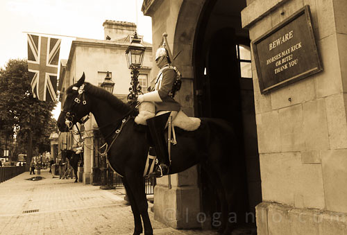 Man on horseback in London.