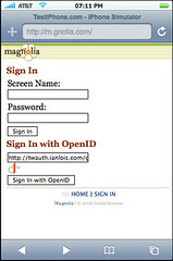 Ma.gnolia.com mobile login page
