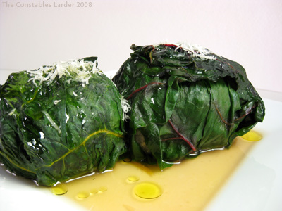 risotto stuffed in chard leaves