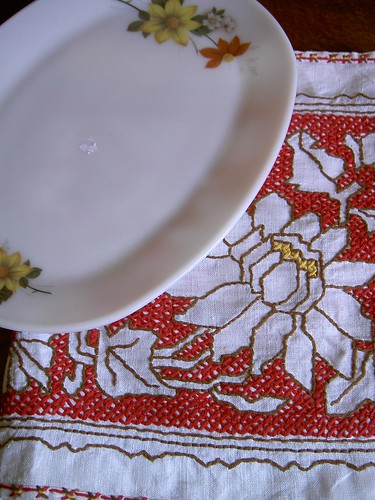 Pyrex and table runner