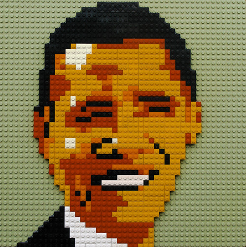 Obama portrait mosaic in LEGO