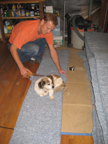 Nigel helps install insulation