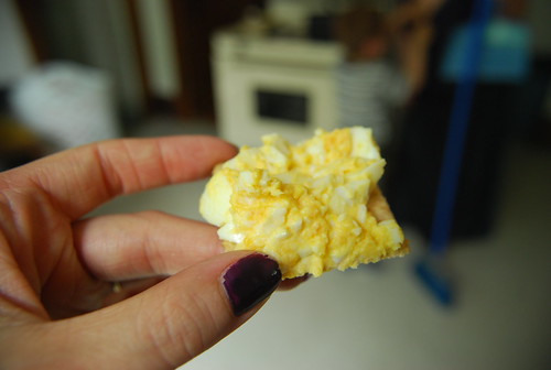 Egg salad on crackers