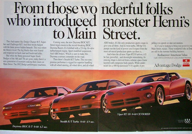 car magazine stealth dodge 1992 daytona viper supercar v10 iroc dodgeviper carads magazineads dodgedaytonairoc
