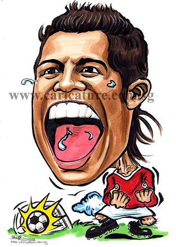 caricature Cristiano Ronaldo colour watermark