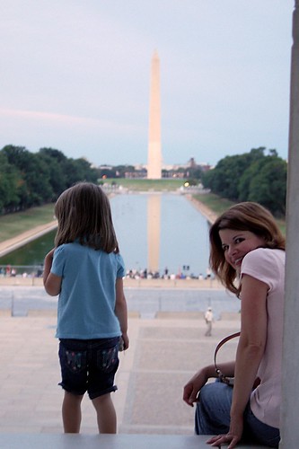 Lauren and Mommy at the Lincoln Memorial.