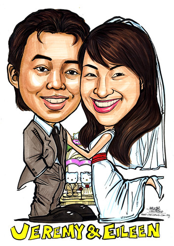Couple wedding caricatures Hello Kitty Dear Daniel A4