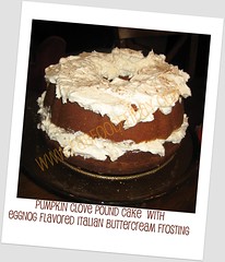 Pumpkin Clove Pound Cake with Eggnog Flavored Italian Buttercream Frosting