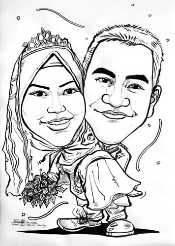 Maly wedding couple caricatures in ink 141108