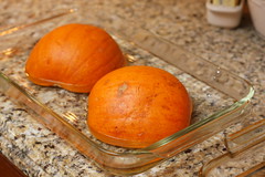 Roasting Pumpkins for Honey-Phyllo Pumpkin Pie