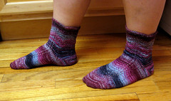 Toe Up Feather & Fan Socks in Handpainted Sock Blank - Side