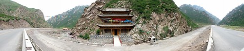 Tibetan Buddhist Temple on the way up O-po Pass (3,685m), Qinghai Province, China