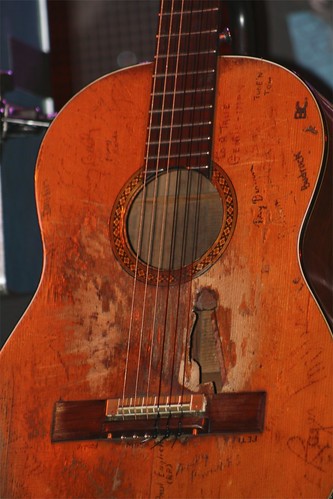 Trigger, Willies Martin N-20 guitar, covered with autographs and worn from years of play