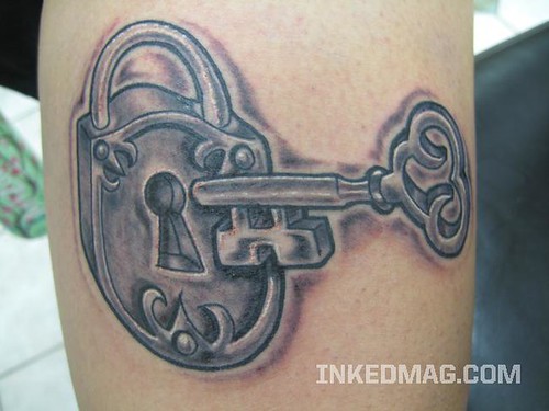 key tattoo. lock and key tattoo