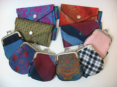 Upcycled necktie cardholders and change pods