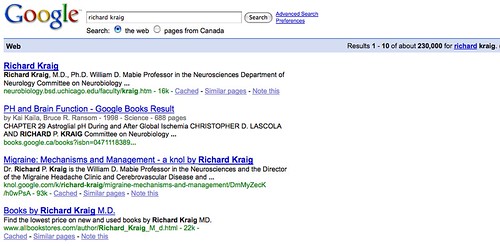 Google search for Richard Kraig