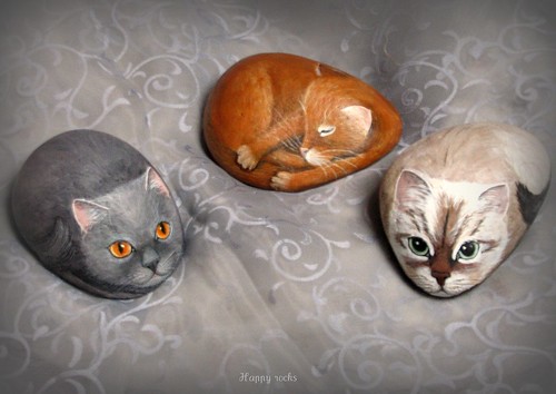 Trio de chats par rockpainting yvette