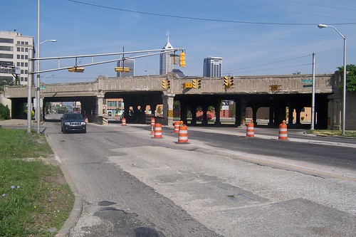 Railroad overpass at College Ave.