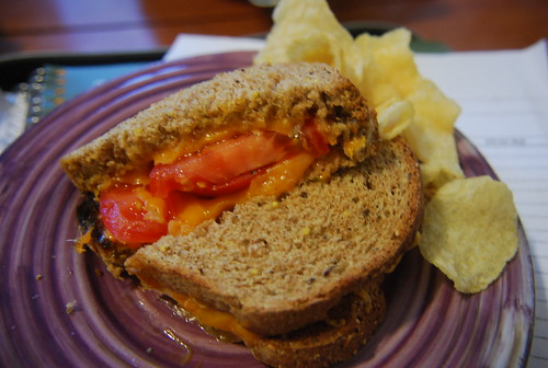 Grilled cheese with tomato and chips