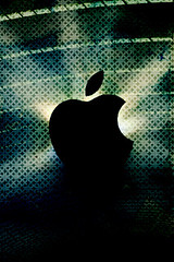 Shilouete dark apple on light iphone wallpaper