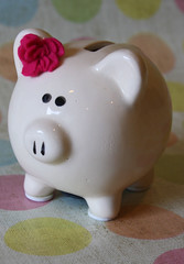 Pink flower piggy bank