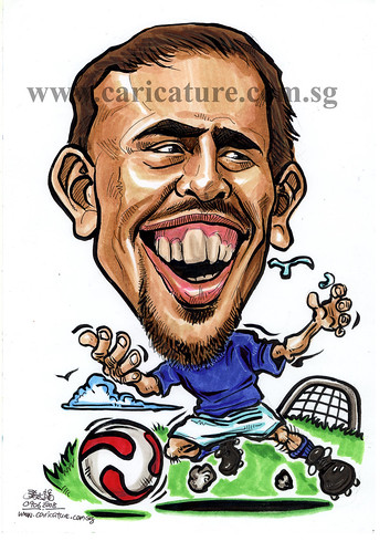 Caricature of Franck Ribery colour watermark