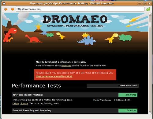 10102 ms pour Webkit sur Dromaeo