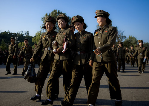 north korean army girls. Smiling army North Korea