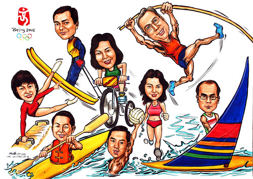 Group caricatures for Microsoft APAC Team colour